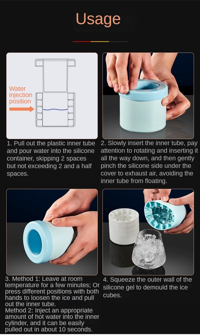Ice Bucket Cup Mold Ice Cubes Tray Food Grade Quickly Freeze Silicone Ice Maker Creative Design Ice Bucket Whiskey Beer Maker