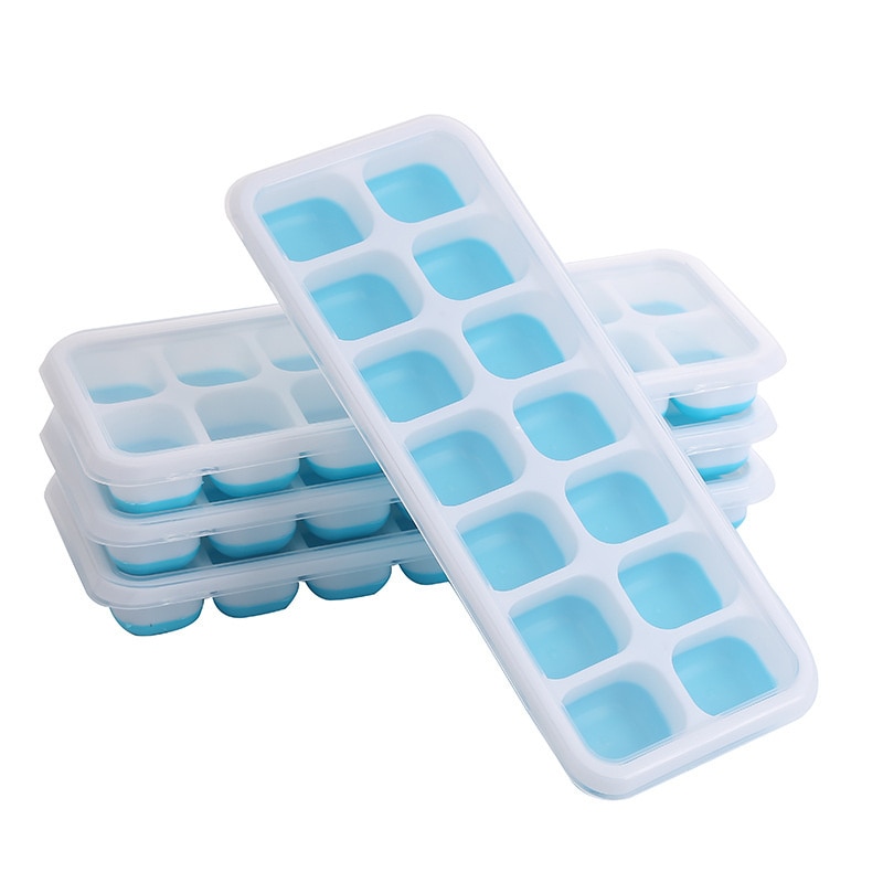 Ice Cube Tray Silicone Ice Cube Maker Ice Molds Silicone With Lid For Kitchen Accessories Juice Mold cubetera hielo silicona