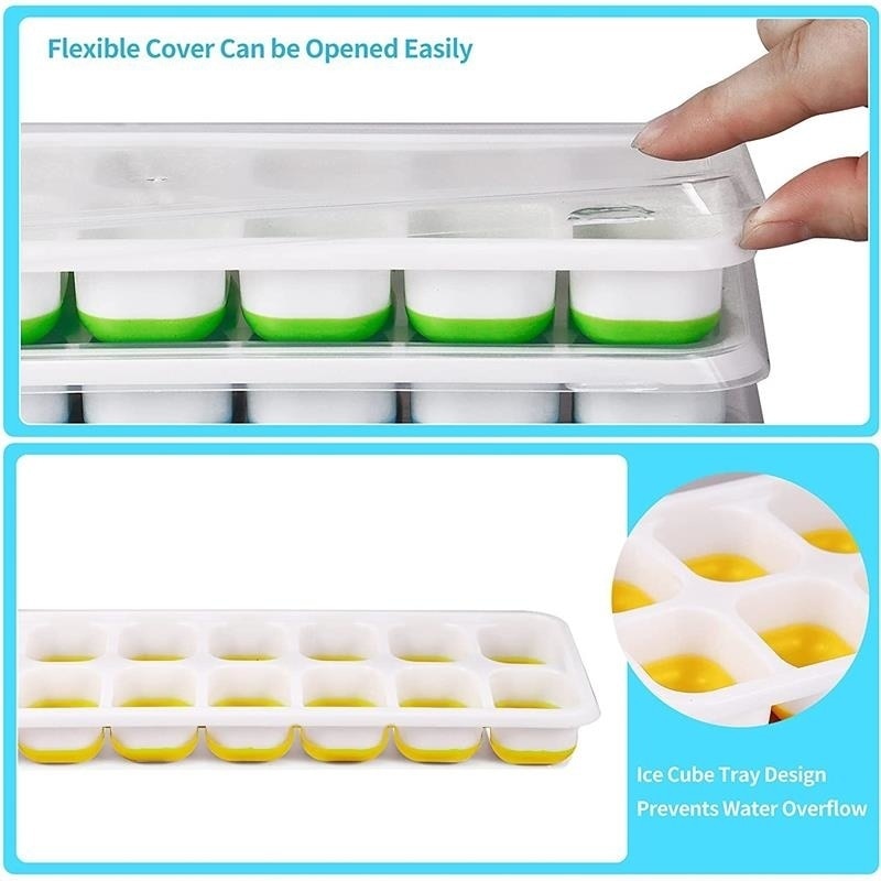 Ice Cube Tray Silicone Ice Cube Maker Ice Molds Silicone With Lid For Kitchen Accessories Juice Mold cubetera hielo silicona