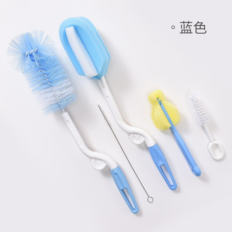 5pcs/lot Bottle Brush 360 Degree Rotation Baby Pacifier Cup Nipple Cleaning Brushes Set Handheld Soft Head Food Grade Watering