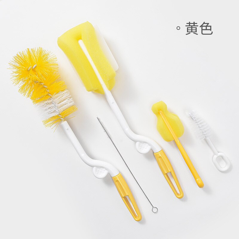 5pcs/lot Bottle Brush 360 Degree Rotation Baby Pacifier Cup Nipple Cleaning Brushes Set Handheld Soft Head Food Grade Watering