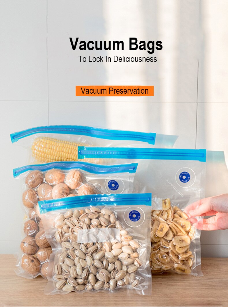 5/10pcs Vacuum Bags for Food Vacuum Sealer Food Fresh Long Keeping 22*21cm/26*28cm Food Packer Bags Vacuum Zipper Bags