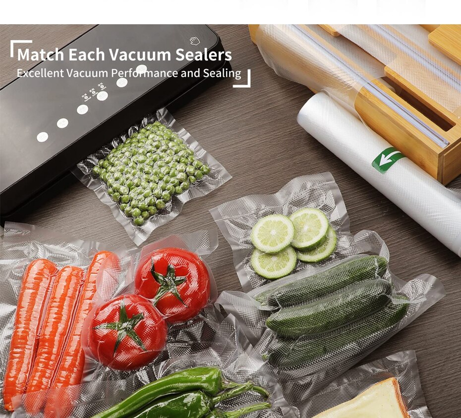 Vacuum Food Sealer Rolls,Thicken Reusable Food Storage Bags, BPA-Free Vacuum Seal Bags, for All Vaccum Food Sealer Machines