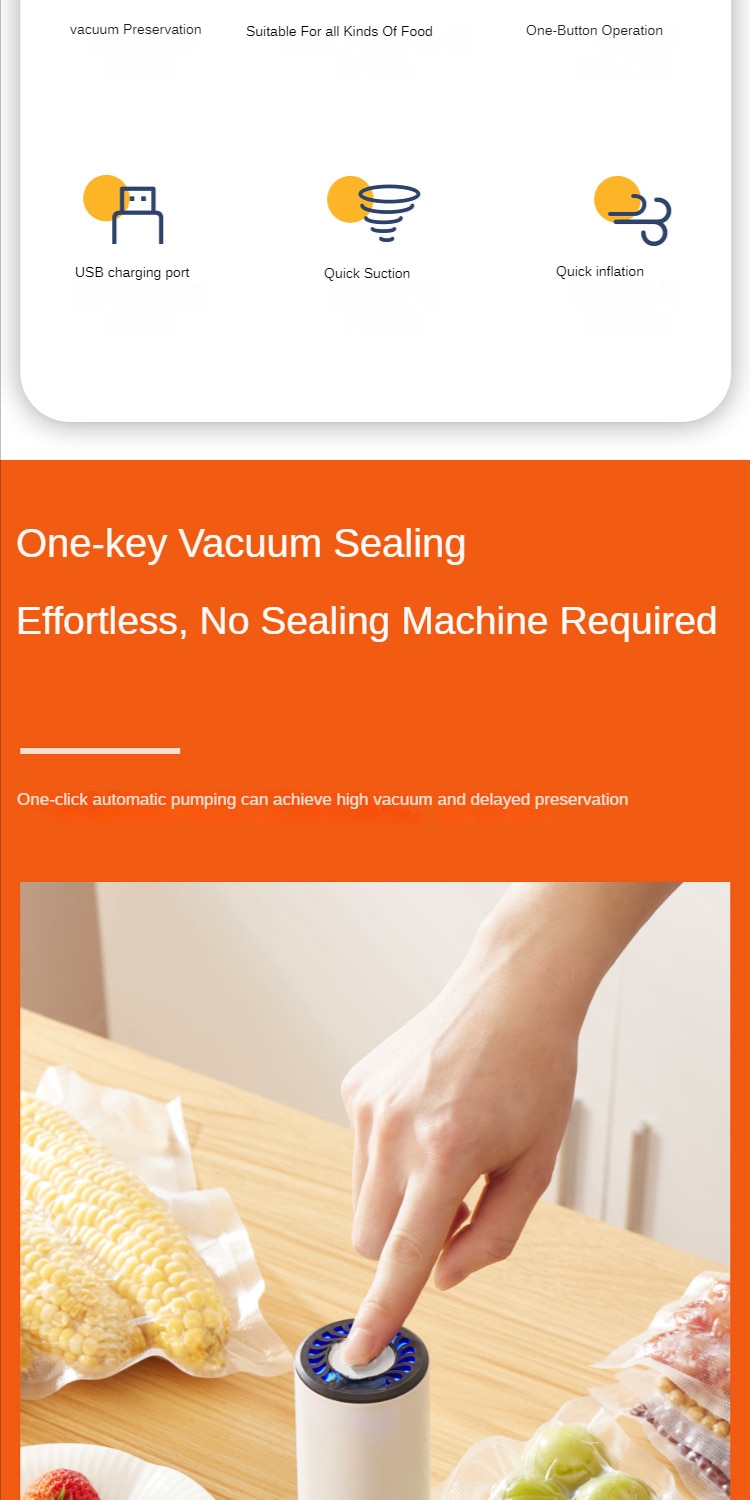 Handheld Food Vacuum Sealer Packaging Machine Film Container USB Sealer Vacuum Packer With 5 or 10pcs Vacuum Zipper Bags Handheld Food Vacuum Sealer Packaging Machine Film Container USB Sealer Vacuum Packer With 5 or 10pcs Vacuum Zipper Bags