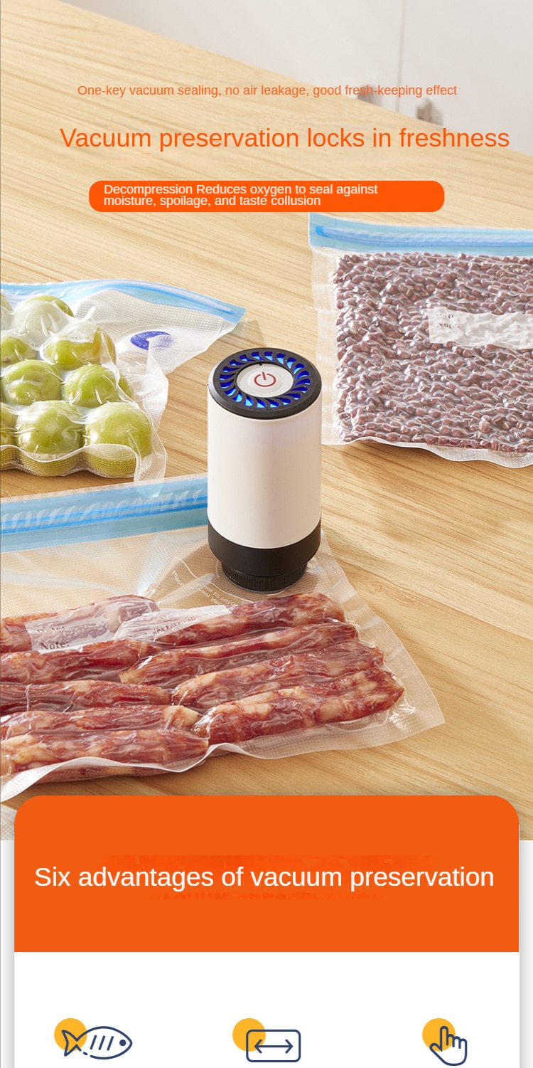 Handheld Food Vacuum Sealer Packaging Machine Film Container USB Sealer Vacuum Packer With 5 or 10pcs Vacuum Zipper Bags Handheld Food Vacuum Sealer Packaging Machine Film Container USB Sealer Vacuum Packer With 5 or 10pcs Vacuum Zipper Bags