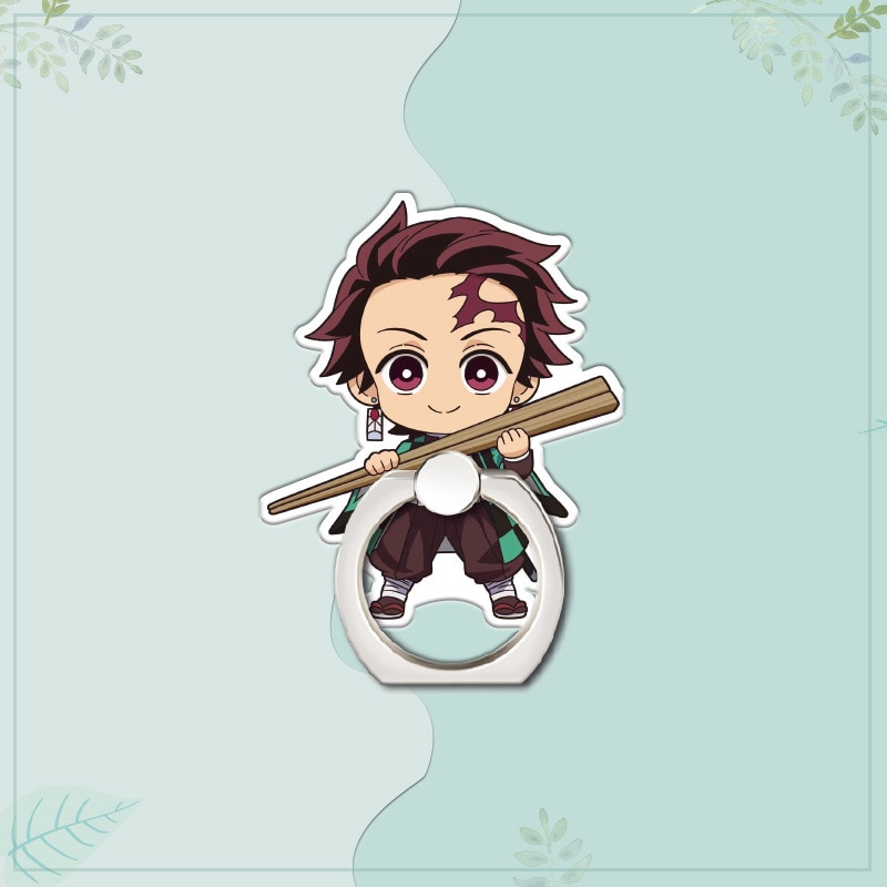 Anime Demon Slayer Figure Mobile Phone Ring Holder Support Accessories Tanjirou Nezuko Phone Finger Stand Holder