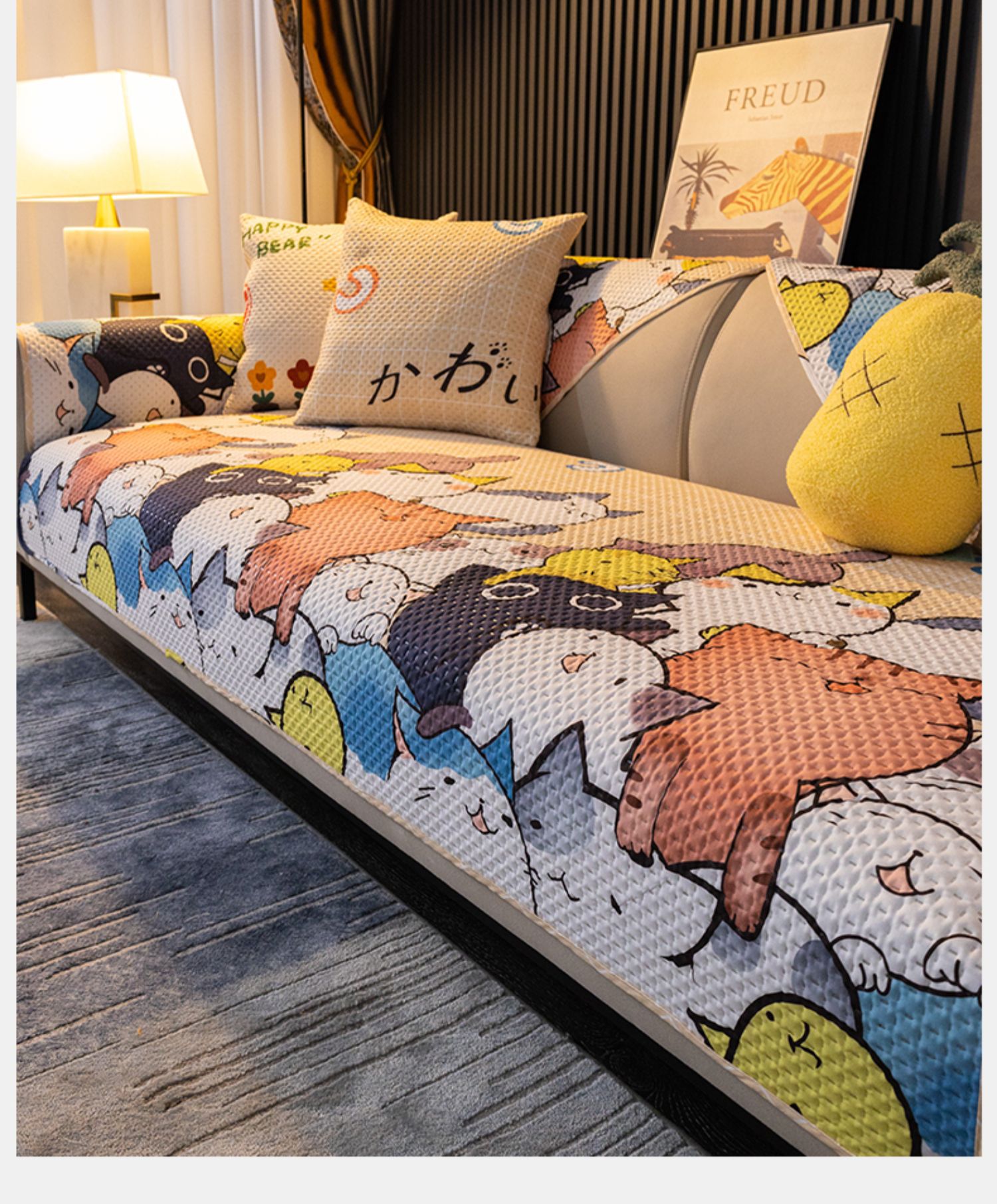 Cartoon Fabric Sofa Cover Universal Living Room Sofa Cover Simple Non-Slip Ins Sofa Backrest Armrest Cover Cushion Cloth Cartoon Fabric Sofa Cover Universal Living Room Sofa Cover Simple Non-Slip Ins Sofa Backrest Armrest Cover Cushion Cloth