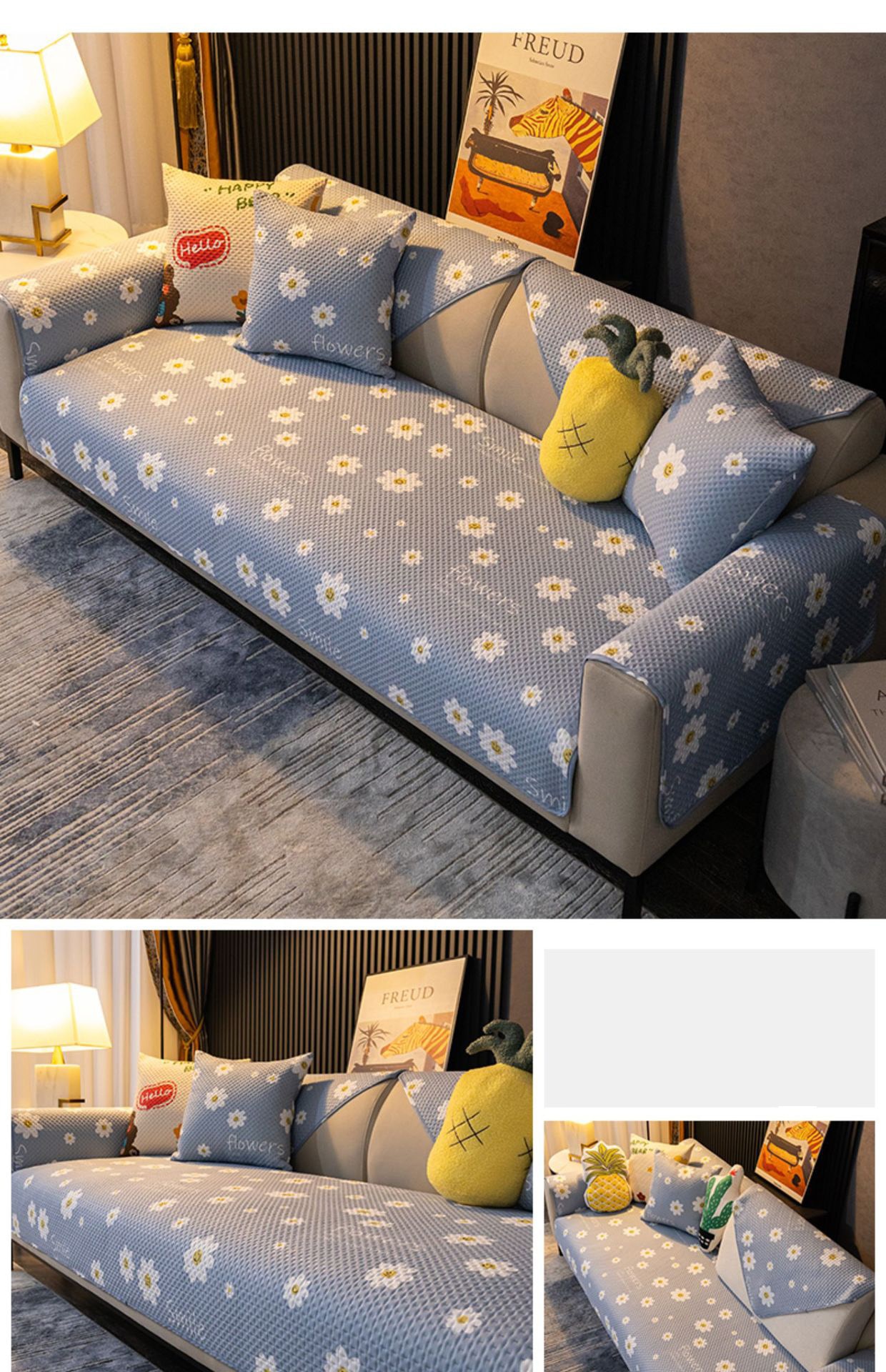 Cartoon Fabric Sofa Cover Universal Living Room Sofa Cover Simple Non-Slip Ins Sofa Backrest Armrest Cover Cushion Cloth Cartoon Fabric Sofa Cover Universal Living Room Sofa Cover Simple Non-Slip Ins Sofa Backrest Armrest Cover Cushion Cloth