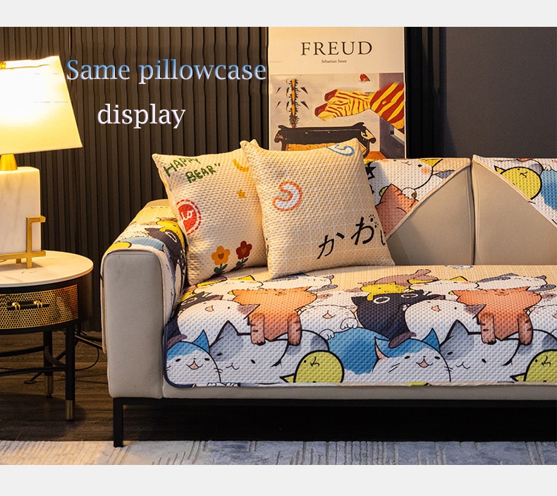 Cartoon Fabric Sofa Cover Universal Living Room Sofa Cover Simple Non-Slip Ins Sofa Backrest Armrest Cover Cushion Cloth Cartoon Fabric Sofa Cover Universal Living Room Sofa Cover Simple Non-Slip Ins Sofa Backrest Armrest Cover Cushion Cloth