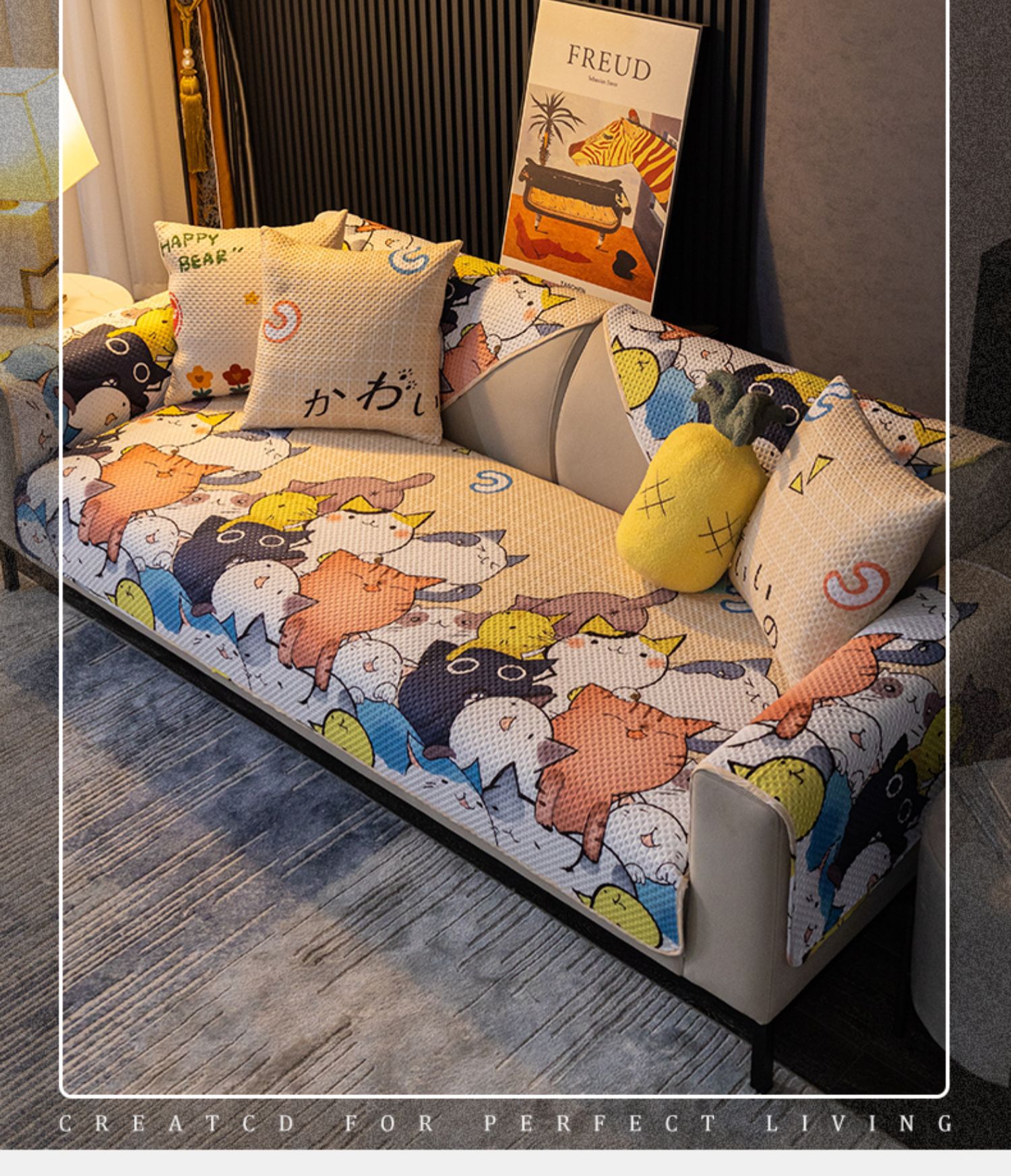 Cartoon Fabric Sofa Cover Universal Living Room Sofa Cover Simple Non-Slip Ins Sofa Backrest Armrest Cover Cushion Cloth Cartoon Fabric Sofa Cover Universal Living Room Sofa Cover Simple Non-Slip Ins Sofa Backrest Armrest Cover Cushion Cloth