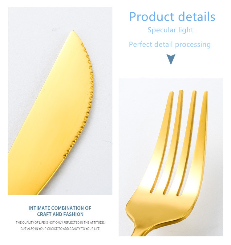 24pcs Gold Dinnerware Set Stainless Steel Tableware Knife Fork Spoon Luxury Cutlery Set Gift Box Flatware Utensils For Kitchen 24pcs Gold Dinnerware Set Stainless Steel Tableware Knife Fork Spoon Luxury Cutlery Set Gift Box Flatware Utensils For Kitchen