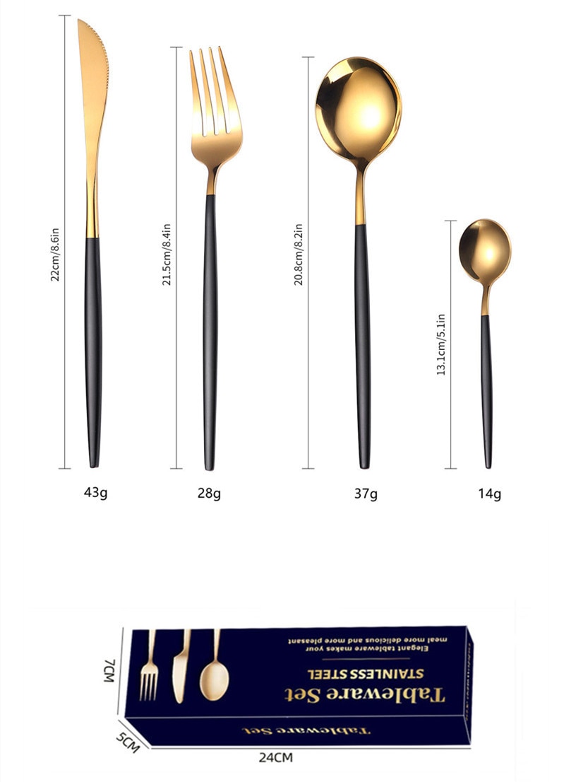 24pcs Gold Dinnerware Set Stainless Steel Tableware Knife Fork Spoon Luxury Cutlery Set Gift Box Flatware Utensils For Kitchen 24pcs Gold Dinnerware Set Stainless Steel Tableware Knife Fork Spoon Luxury Cutlery Set Gift Box Flatware Utensils For Kitchen