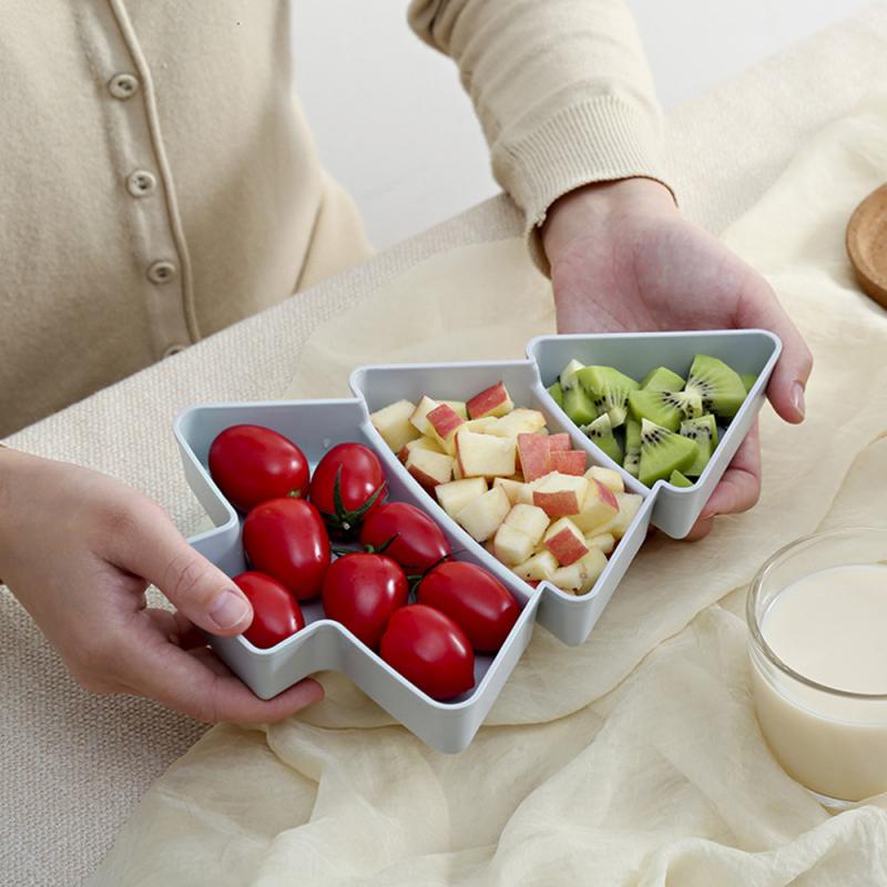 Christmas Tree Shape Living Room Candy Snacks Nuts Seeds Dry Fruits Plastic Plate Dishes Bowl Breakfast Plates Tray Tableware