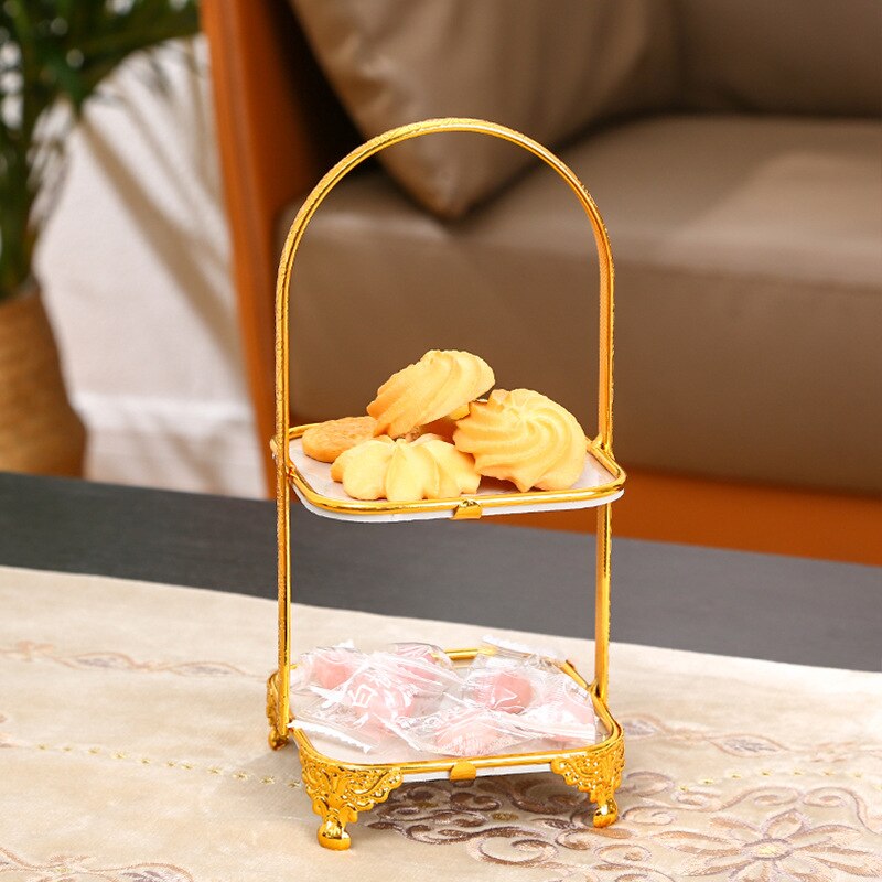 Cake Display Tray 2/3 Floors Dish Gold and Silver Dessert Stand Wedding Birthday Party Cake Pan Dishes Cakes Kitchen Storage Bar