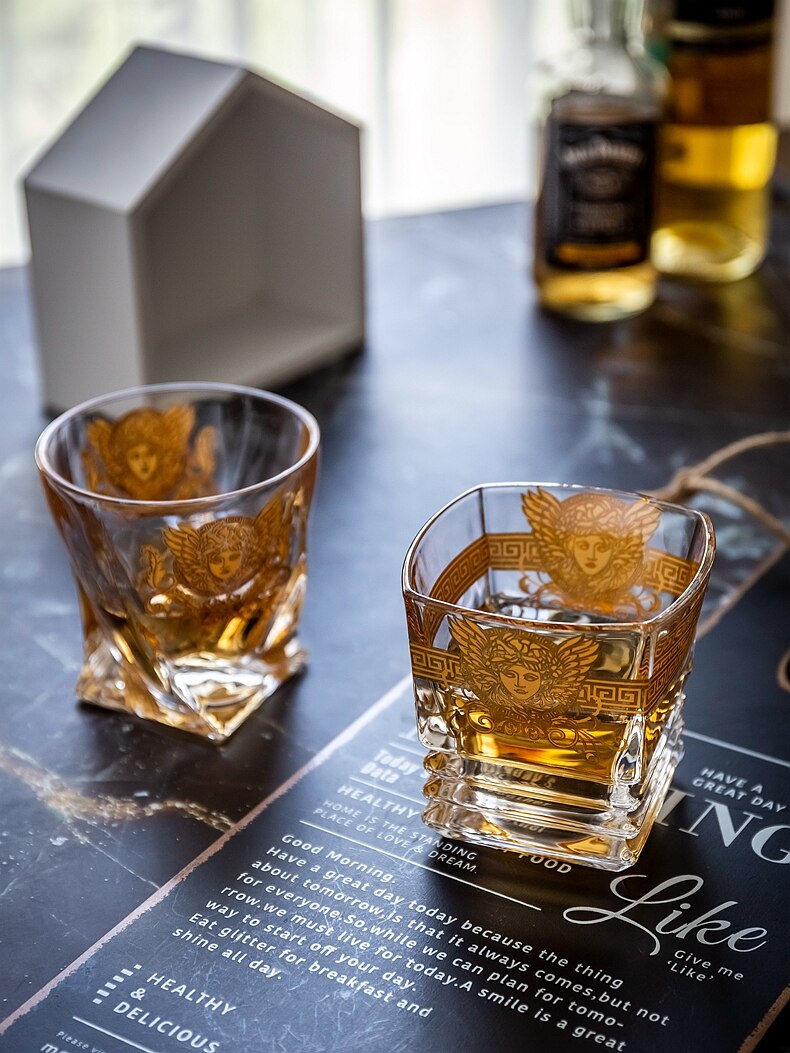 Creative Crystal Whiskey Cup Medusa Gold Portrait Wine Glass Wine Glass Multi-Functional Beer Steins Water Cup