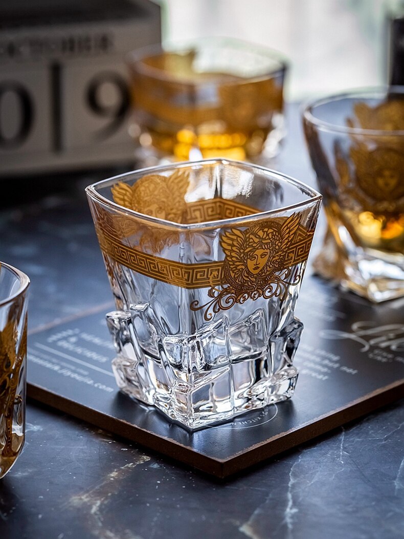 Creative Crystal Whiskey Cup Medusa Gold Portrait Wine Glass Wine Glass Multi-Functional Beer Steins Water Cup