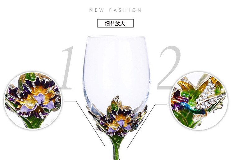 Iris Enamel Colored Red Wine Cup High Foot Wine Cup Set Crystal Cup High end Wine Set