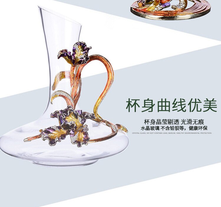 Iris Enamel Colored Red Wine Cup High Foot Wine Cup Set Crystal Cup High end Wine Set