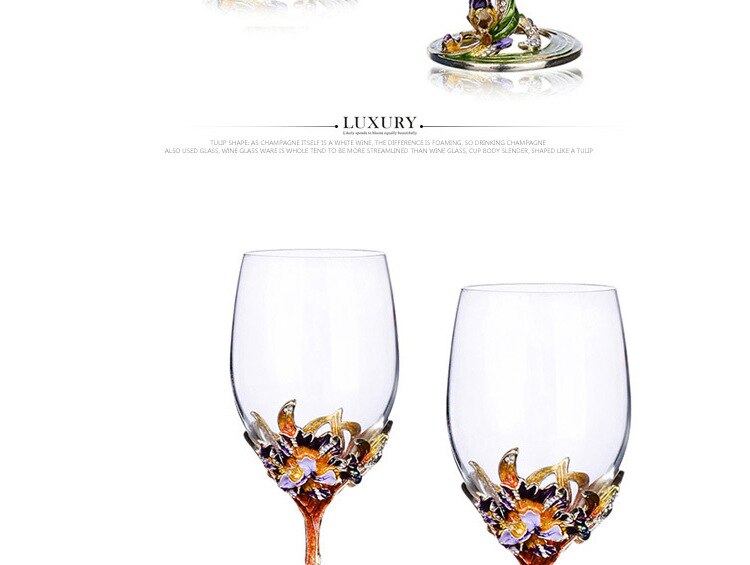 Iris Enamel Colored Red Wine Cup High Foot Wine Cup Set Crystal Cup High end Wine Set