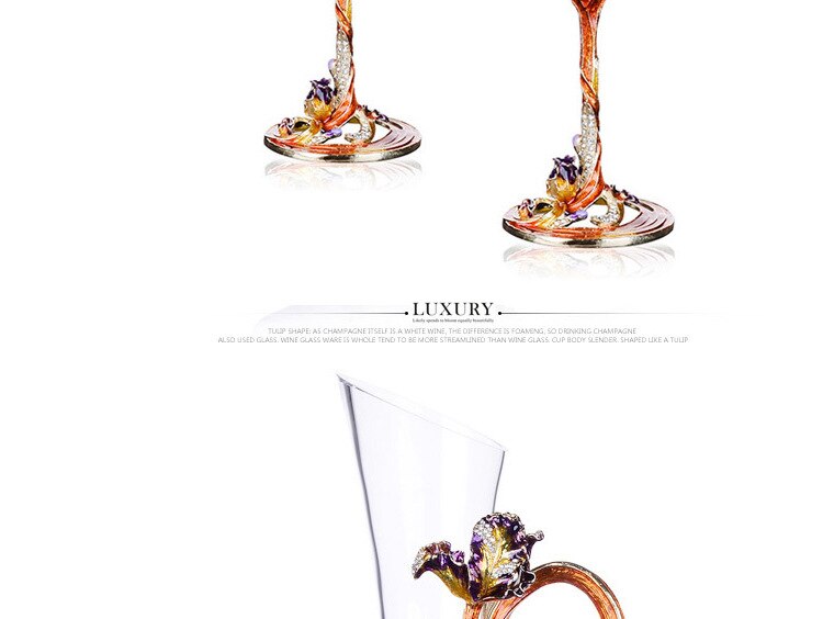 Iris Enamel Colored Red Wine Cup High Foot Wine Cup Set Crystal Cup High end Wine Set