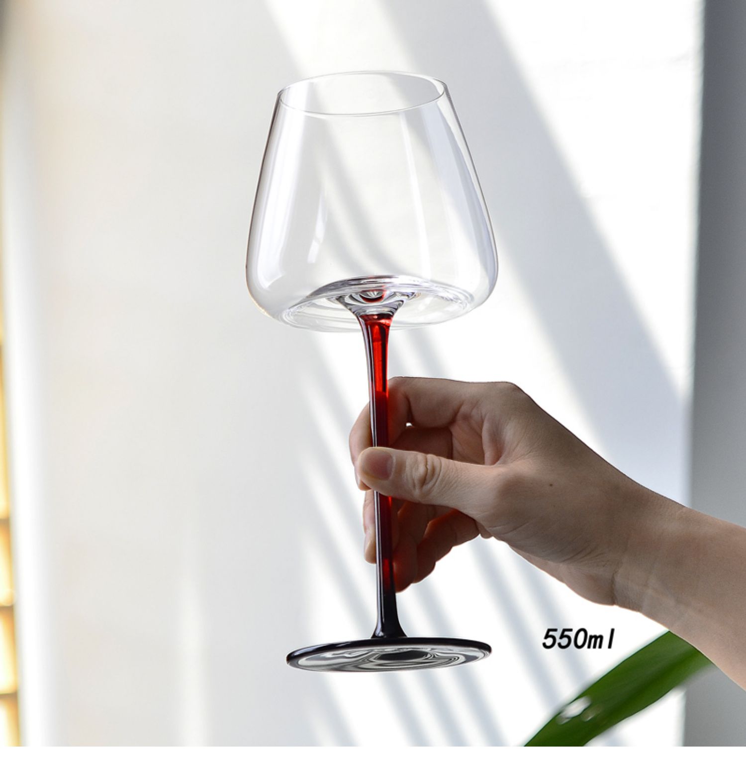 Light Luxury Black Tie Burgundy Red Wine Glass Originality Household Kitchenware Paunch Crystal Glass Red Pole Elk Goblet Stand