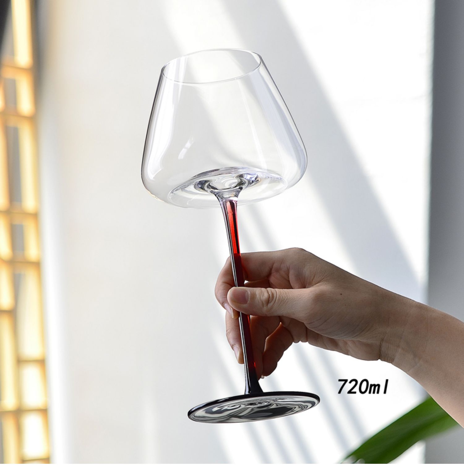 Light Luxury Black Tie Burgundy Red Wine Glass Originality Household Kitchenware Paunch Crystal Glass Red Pole Elk Goblet Stand