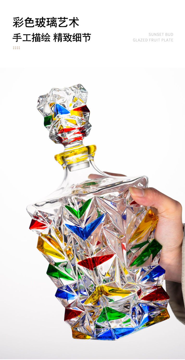 Colorful hand painted wine glass whiskey glass set crystal glass wine bottle set Colorful hand painted wine glass whiskey glass set crystal glass wine bottle set