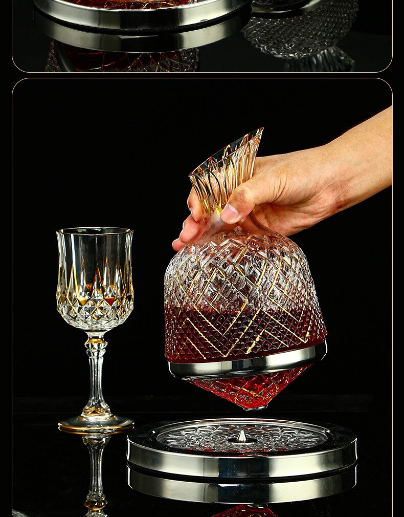 Imported from France, high-end golden crystal red wine glass, high foot wine glass, rotary decanter, household wine set