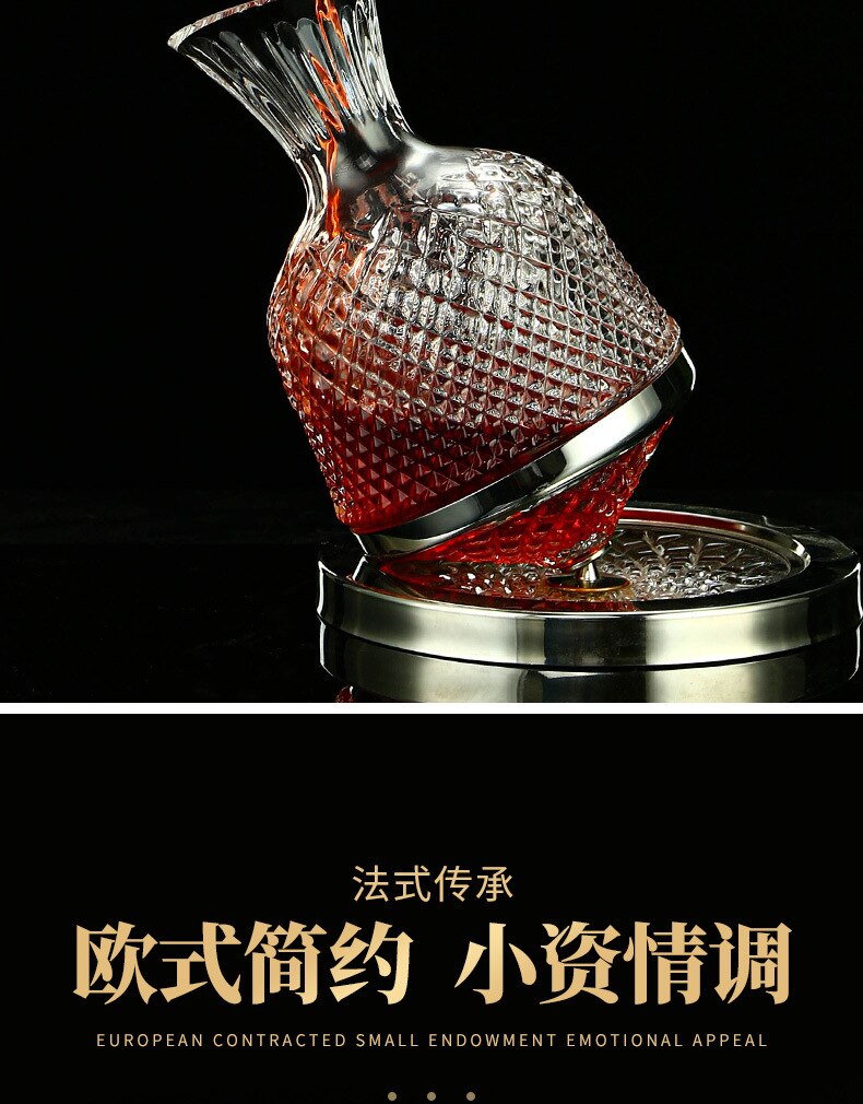 Imported from France, high-end golden crystal red wine glass, high foot wine glass, rotary decanter, household wine set
