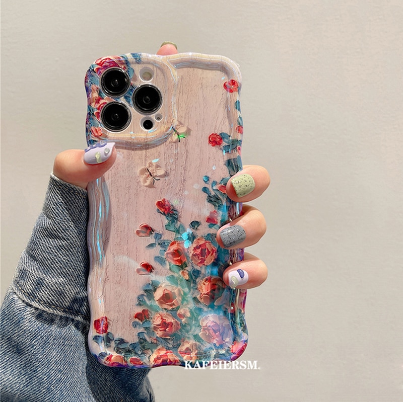 Laser Blue Light Flowers Phone Case For iPhone 14 Pro Max 11 12 13 Pro Max 14Pro 13Pro Luxury Shockproof TPU Soft Silicone Cover Laser Blue Light Flowers Phone Case For iPhone 14 Pro Max 11 12 13 Pro Max 14Pro 13Pro Luxury Shockproof TPU Soft Silicone Cover