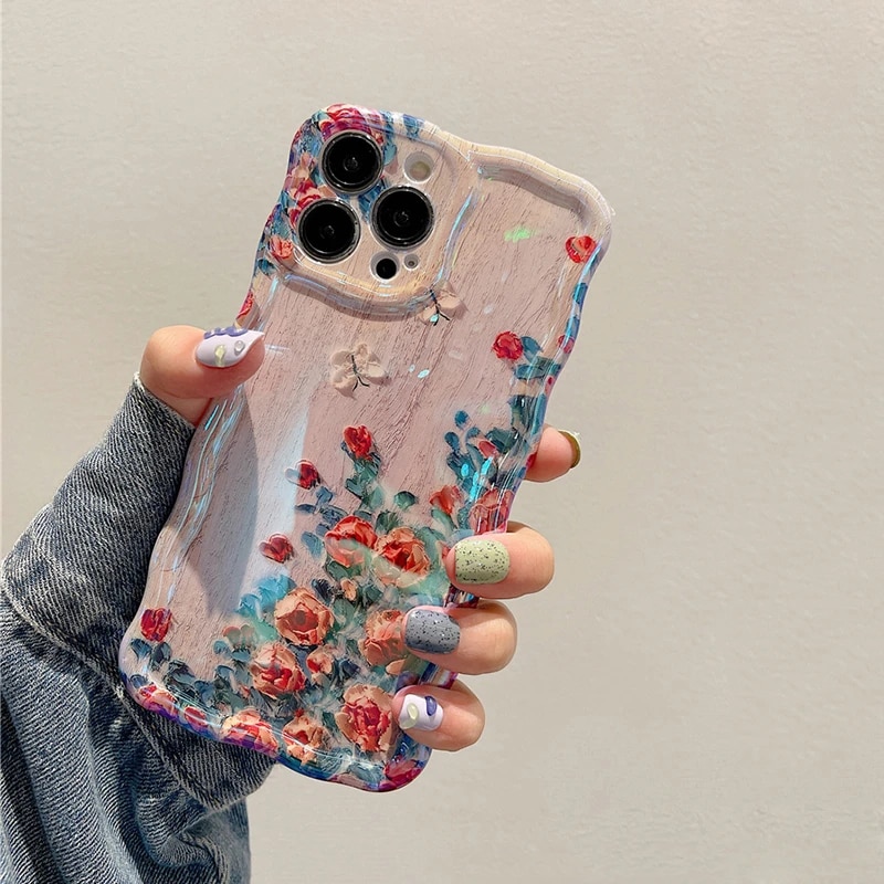 Laser Blue Light Flowers Phone Case For iPhone 14 Pro Max 11 12 13 Pro Max 14Pro 13Pro Luxury Shockproof TPU Soft Silicone Cover Laser Blue Light Flowers Phone Case For iPhone 14 Pro Max 11 12 13 Pro Max 14Pro 13Pro Luxury Shockproof TPU Soft Silicone Cover