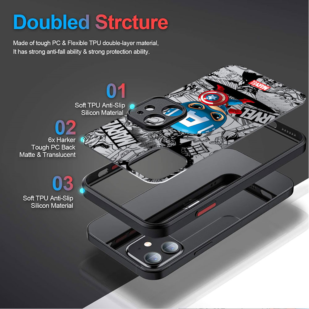 Hard PC Cute Marvel Superhero Case for iPhone XS X 13 Pro Max XR 12 Mini 14 Plus 7 6S Plus 8 SE 11 14 Pro Max 13 Cover Soft