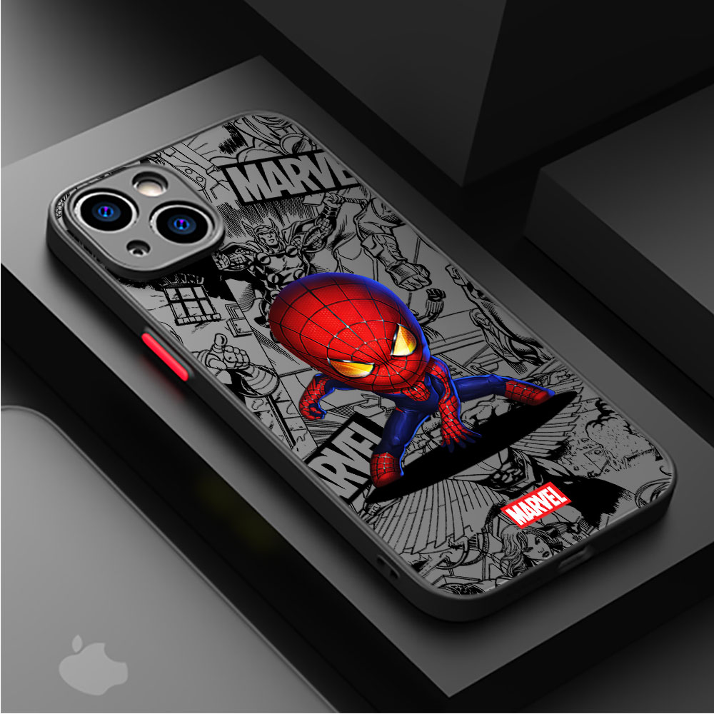 Hard PC Cute Marvel Superhero Case for iPhone XS X 13 Pro Max XR 12 Mini 14 Plus 7 6S Plus 8 SE 11 14 Pro Max 13 Cover Soft