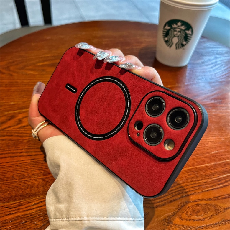 Luxury Matte Leather For Magsafe Magnetic Wireless Charge Case For iPhone 15 14 Plus 13 11 12 Pro Max X S XR Shockproof Cover