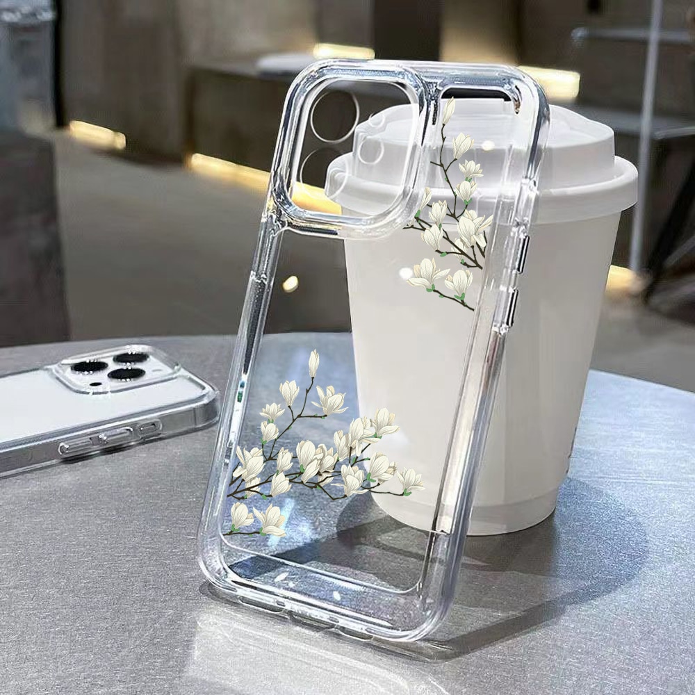 Soft Clear Phone Case For iPhone 11 Case iPhone 13 14 Pro Max 12 13 Pro Max XR XS X 14 8 7 Plus SE 2022 Butterfly Flower Cover