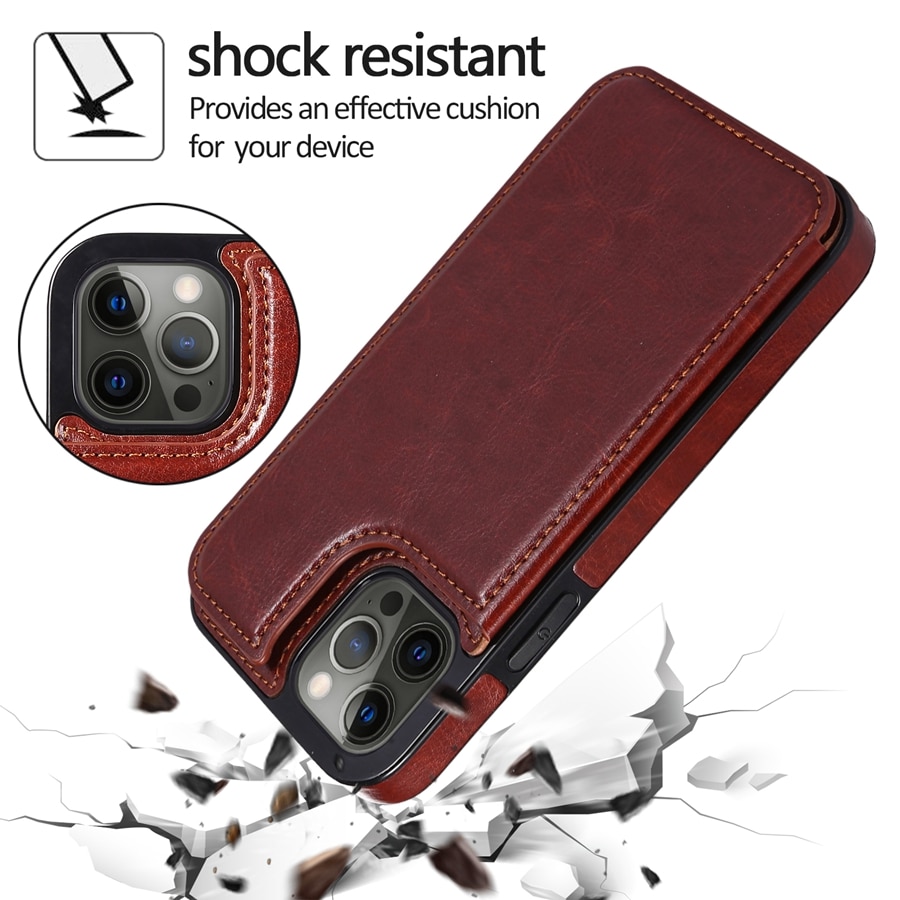 Wallet Double Button With Card Slot Stand Leather Case For iPhone 15 14 Pro Max 13 Mini 12 11 SE 2022 2020 X XS XR 8 7 6 6s Plus