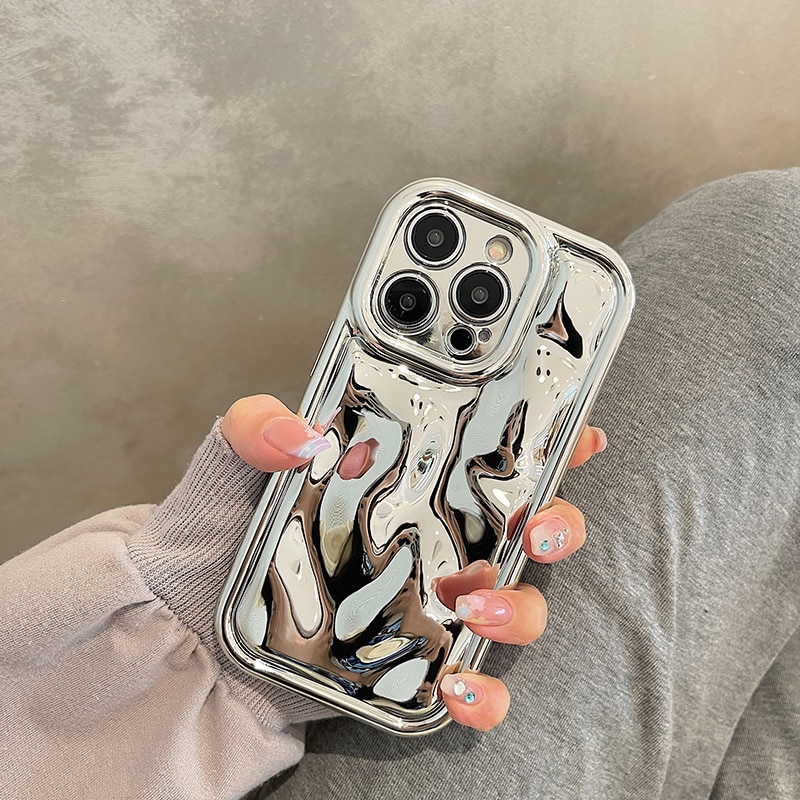 Glossy Laser Meteorite Texture Plating Case For iPhone 14 13 12 11 Pro Max XS XR X 7 8 15 14 Plus Plain Color Anti-knock Cover