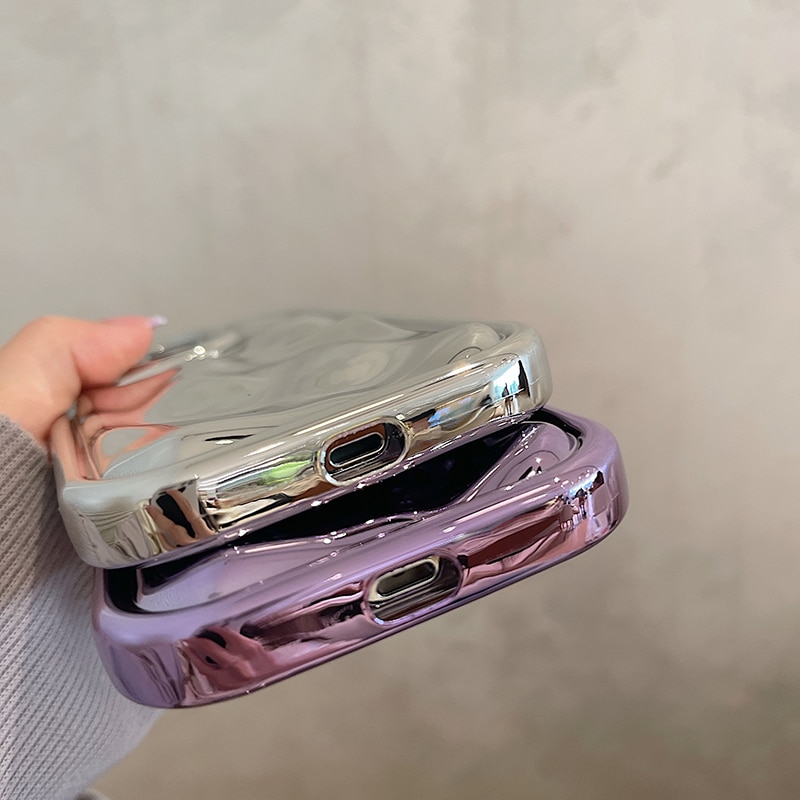 Glossy Laser Meteorite Texture Plating Case For iPhone 14 13 12 11 Pro Max XS XR X 7 8 15 14 Plus Plain Color Anti-knock Cover