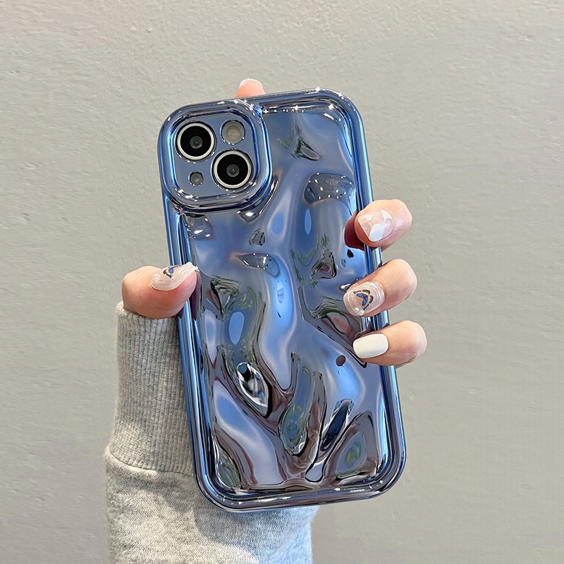 Glossy Laser Meteorite Texture Plating Case For iPhone 14 13 12 11 Pro Max XS XR X 7 8 15 14 Plus Plain Color Anti-knock Cover