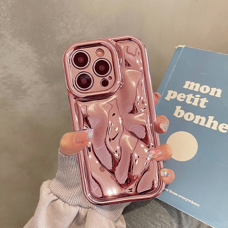 Glossy Laser Meteorite Texture Plating Case For iPhone 14 13 12 11 Pro Max XS XR X 7 8 15 14 Plus Plain Color Anti-knock Cover