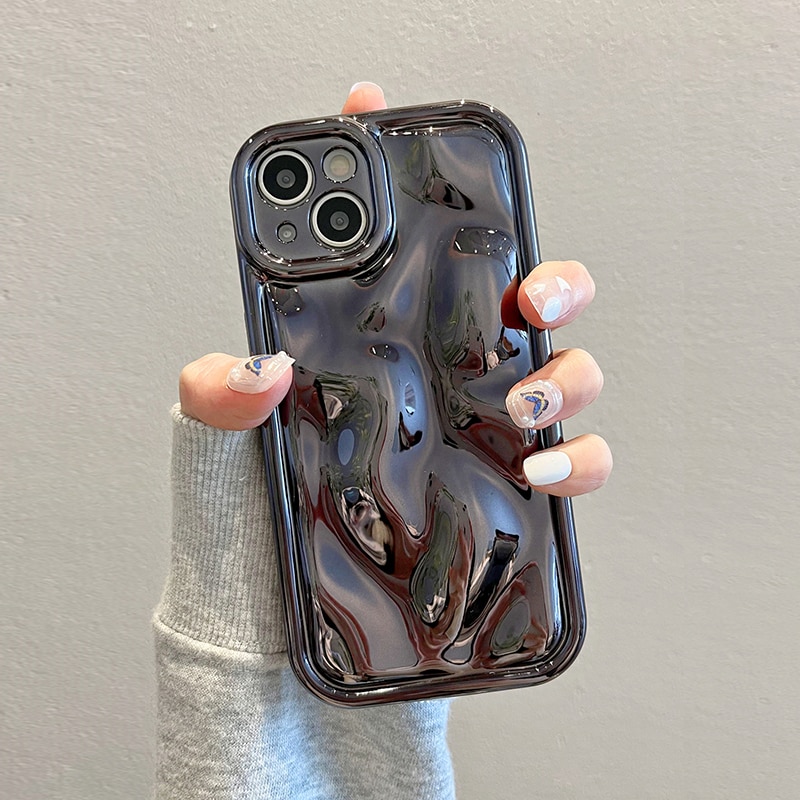 Glossy Laser Meteorite Texture Plating Case For iPhone 14 13 12 11 Pro Max XS XR X 7 8 15 14 Plus Plain Color Anti-knock Cover