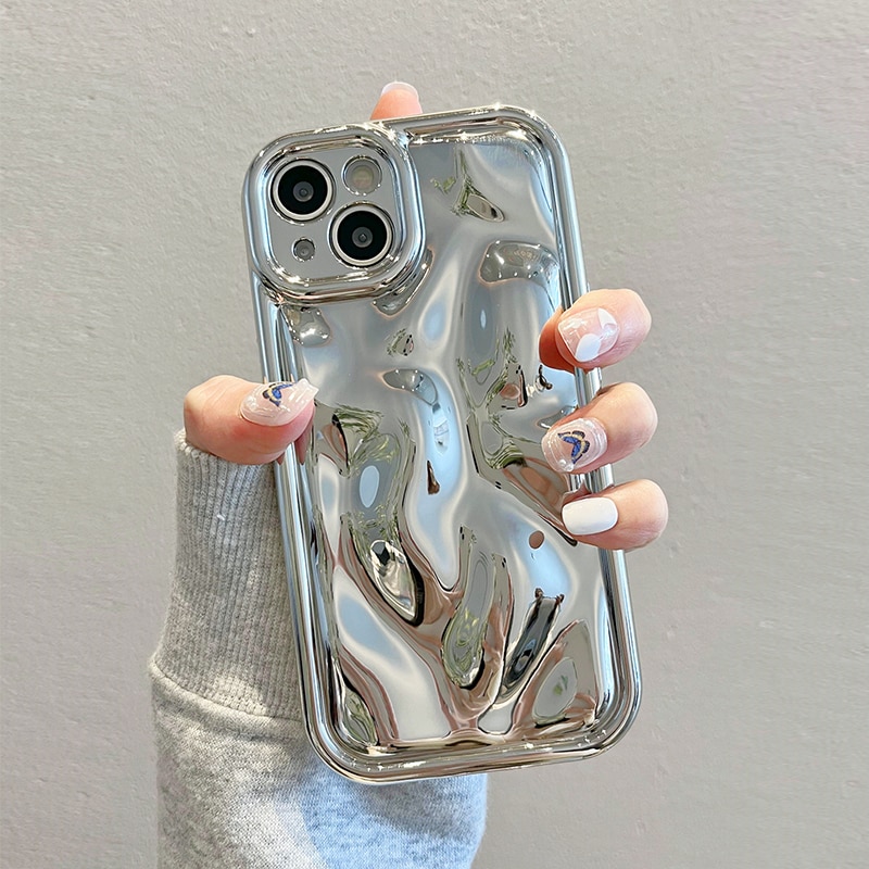 Glossy Laser Meteorite Texture Plating Case For iPhone 14 13 12 11 Pro Max XS XR X 7 8 15 14 Plus Plain Color Anti-knock Cover