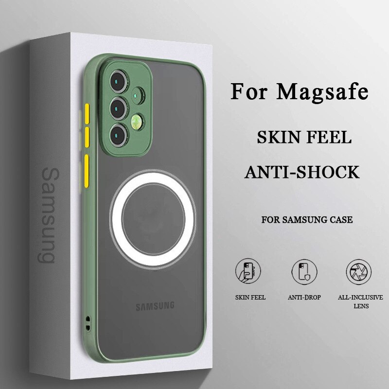 Matte Magnetic For Samsung Galaxy S23 S22 S21 S20 Ultra Plus FE A54 A53 A52 A32 A13 A34 4G 5G Case Frosted Wireless Charge Cover