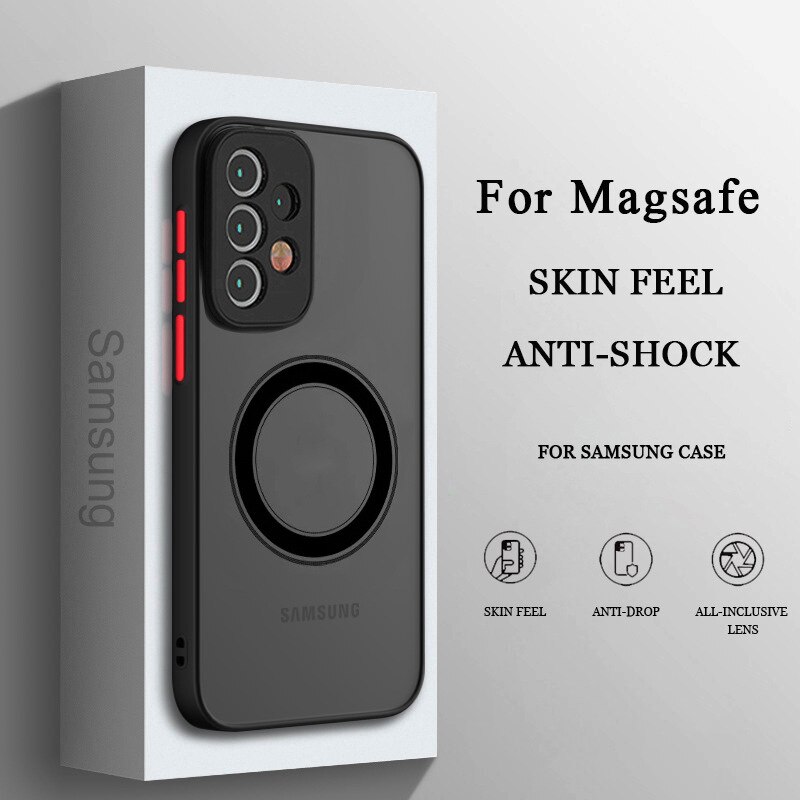 Matte Magnetic For Samsung Galaxy S23 S22 S21 S20 Ultra Plus FE A54 A53 A52 A32 A13 A34 4G 5G Case Frosted Wireless Charge Cover