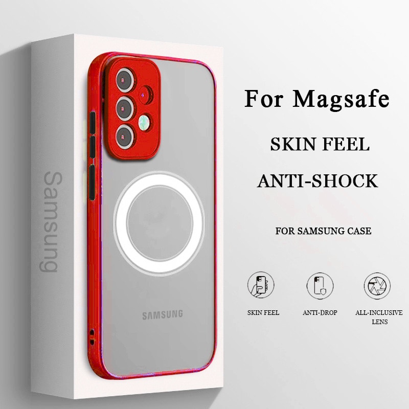 Matte Magnetic For Samsung Galaxy S23 S22 S21 S20 Ultra Plus FE A54 A53 A52 A32 A13 A34 4G 5G Case Frosted Wireless Charge Cover
