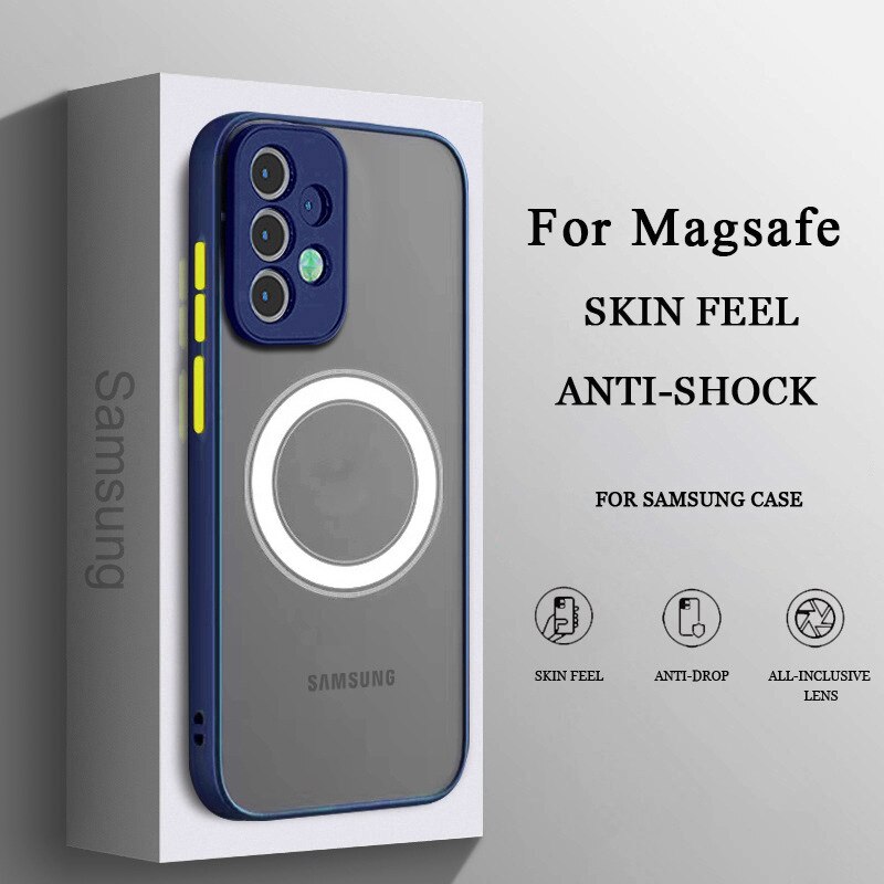 Matte Magnetic For Samsung Galaxy S23 S22 S21 S20 Ultra Plus FE A54 A53 A52 A32 A13 A34 4G 5G Case Frosted Wireless Charge Cover