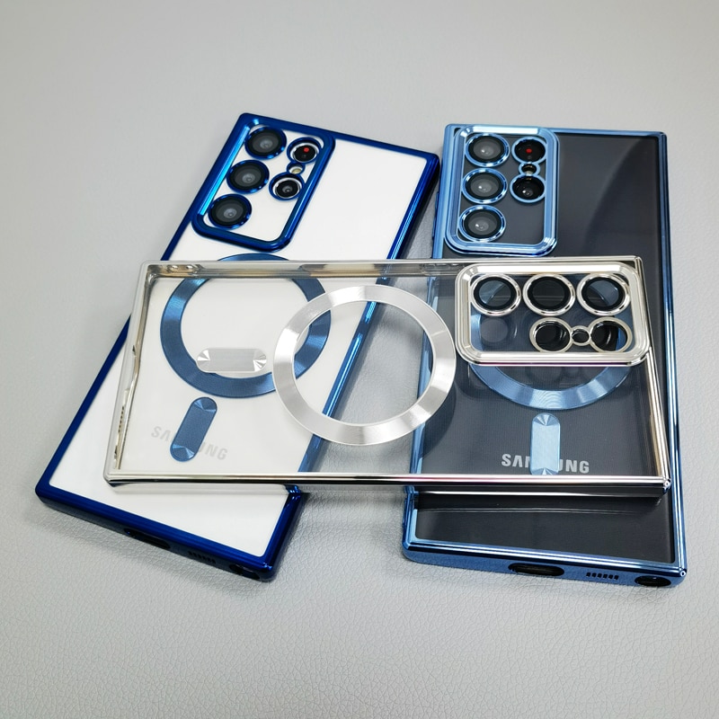 Transparent For Magsafe Case For Samsung Galaxy S23 S22 S21 Ultra Plus S 22 5G Clear Silicone Camera Lens Full Protective Covers Transparent For Magsafe Case For Samsung Galaxy S23 S22 S21 Ultra Plus S 22 5G Clear Silicone Camera Lens Full Protective Covers