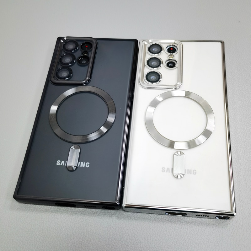 Transparent For Magsafe Case For Samsung Galaxy S23 S22 S21 Ultra Plus S 22 5G Clear Silicone Camera Lens Full Protective Covers Transparent For Magsafe Case For Samsung Galaxy S23 S22 S21 Ultra Plus S 22 5G Clear Silicone Camera Lens Full Protective Covers