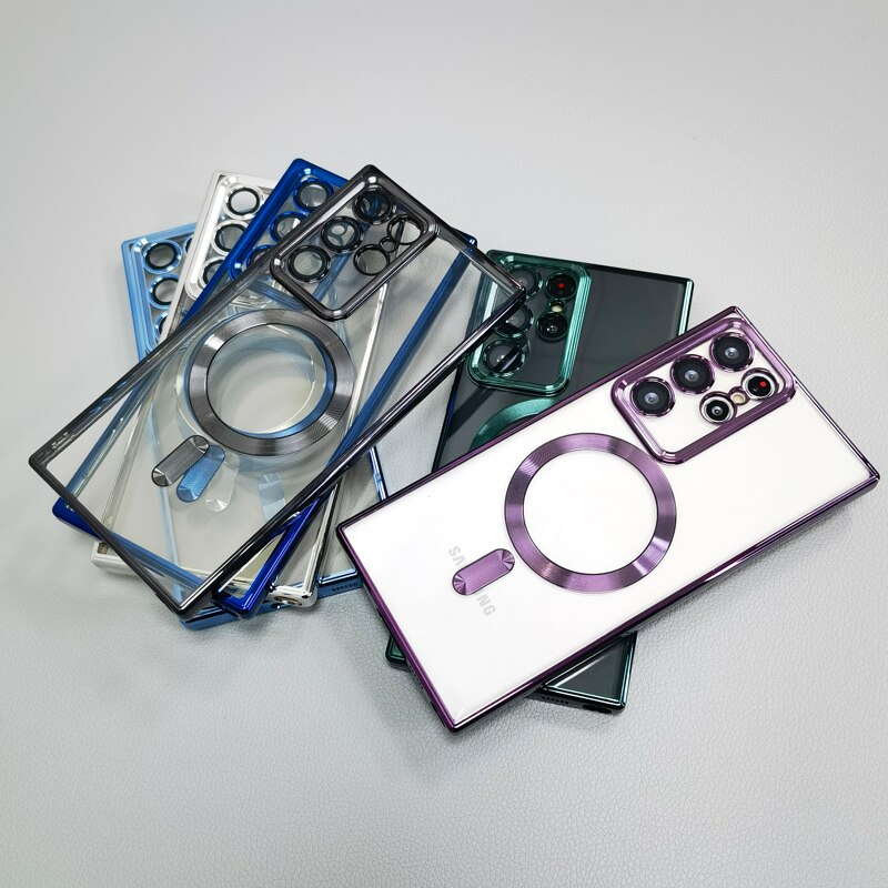 Transparent For Magsafe Case For Samsung Galaxy S23 S22 S21 Ultra Plus S 22 5G Clear Silicone Camera Lens Full Protective Covers Transparent For Magsafe Case For Samsung Galaxy S23 S22 S21 Ultra Plus S 22 5G Clear Silicone Camera Lens Full Protective Covers