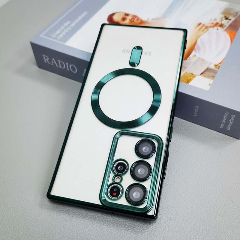 Transparent For Magsafe Case For Samsung Galaxy S23 S22 S21 Ultra Plus S 22 5G Clear Silicone Camera Lens Full Protective Covers Transparent For Magsafe Case For Samsung Galaxy S23 S22 S21 Ultra Plus S 22 5G Clear Silicone Camera Lens Full Protective Covers